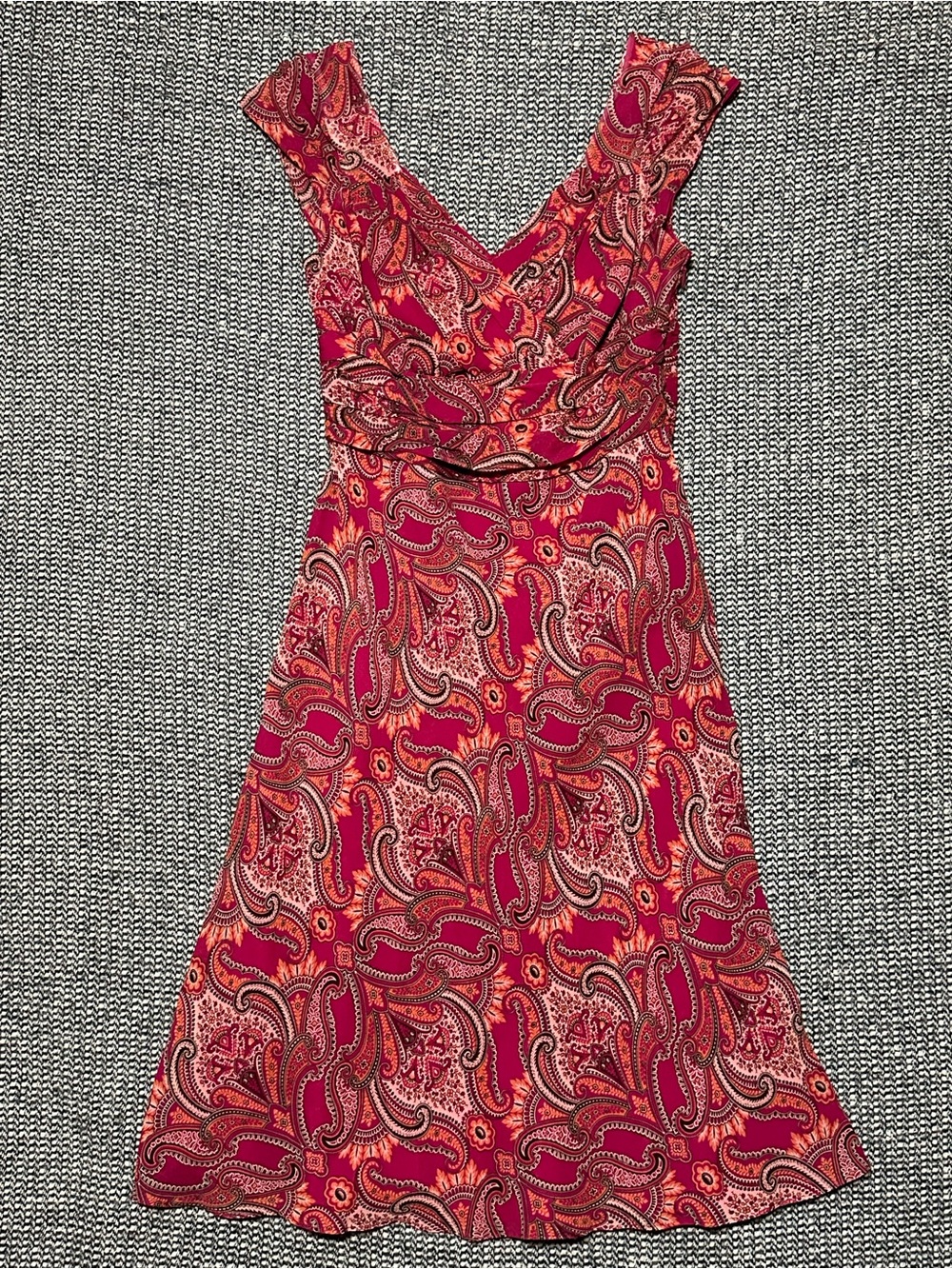 Ann Taylor Red Paisley V-Neck Dress